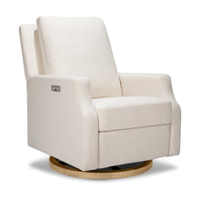 M22286PCMEWLB,Namesake,Crewe Electronic Swivel Glider Recliner in Performance Cream Eco-Weave w/Light Wood Base