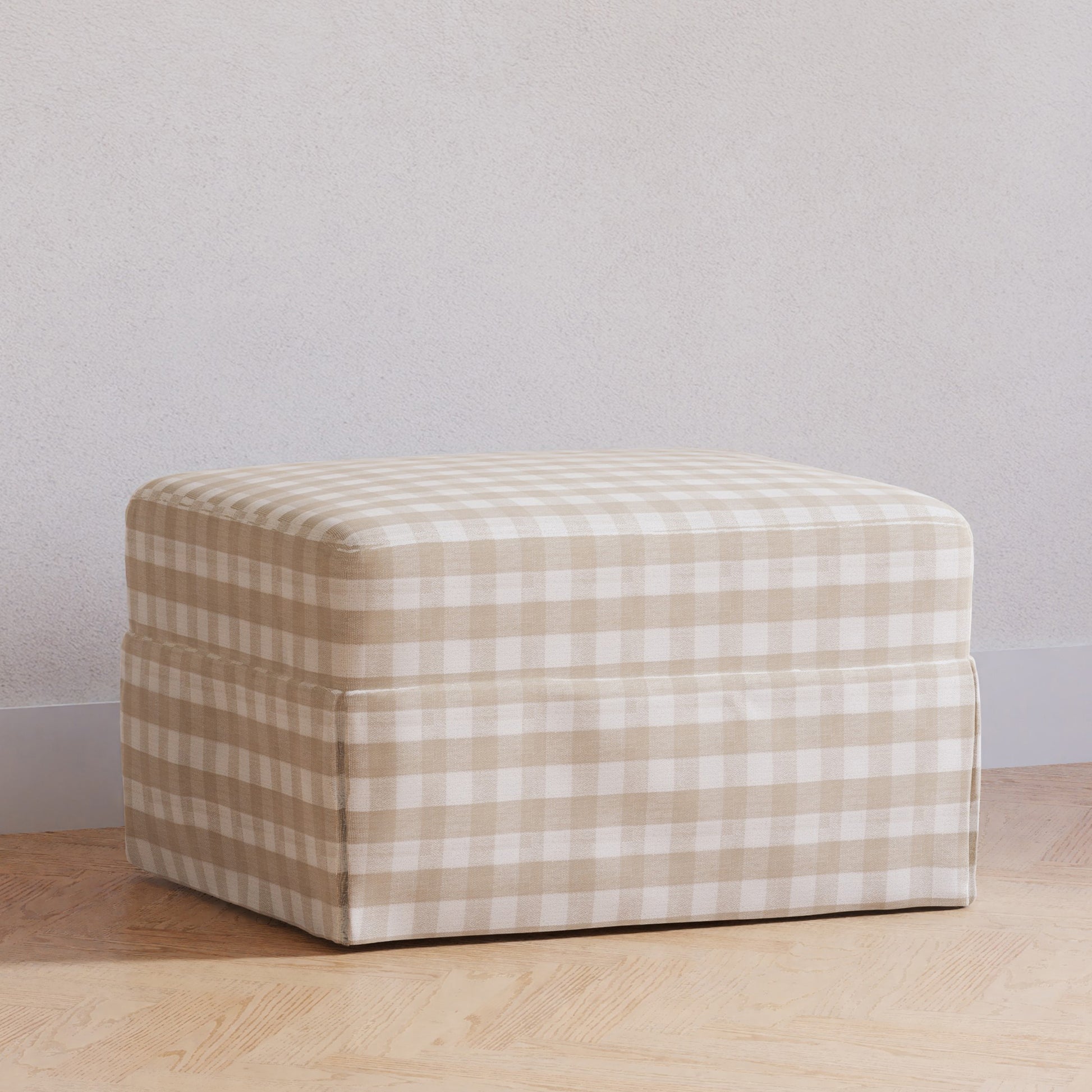 M21785TGH,Crawford Gliding Ottoman in Tan Gingham