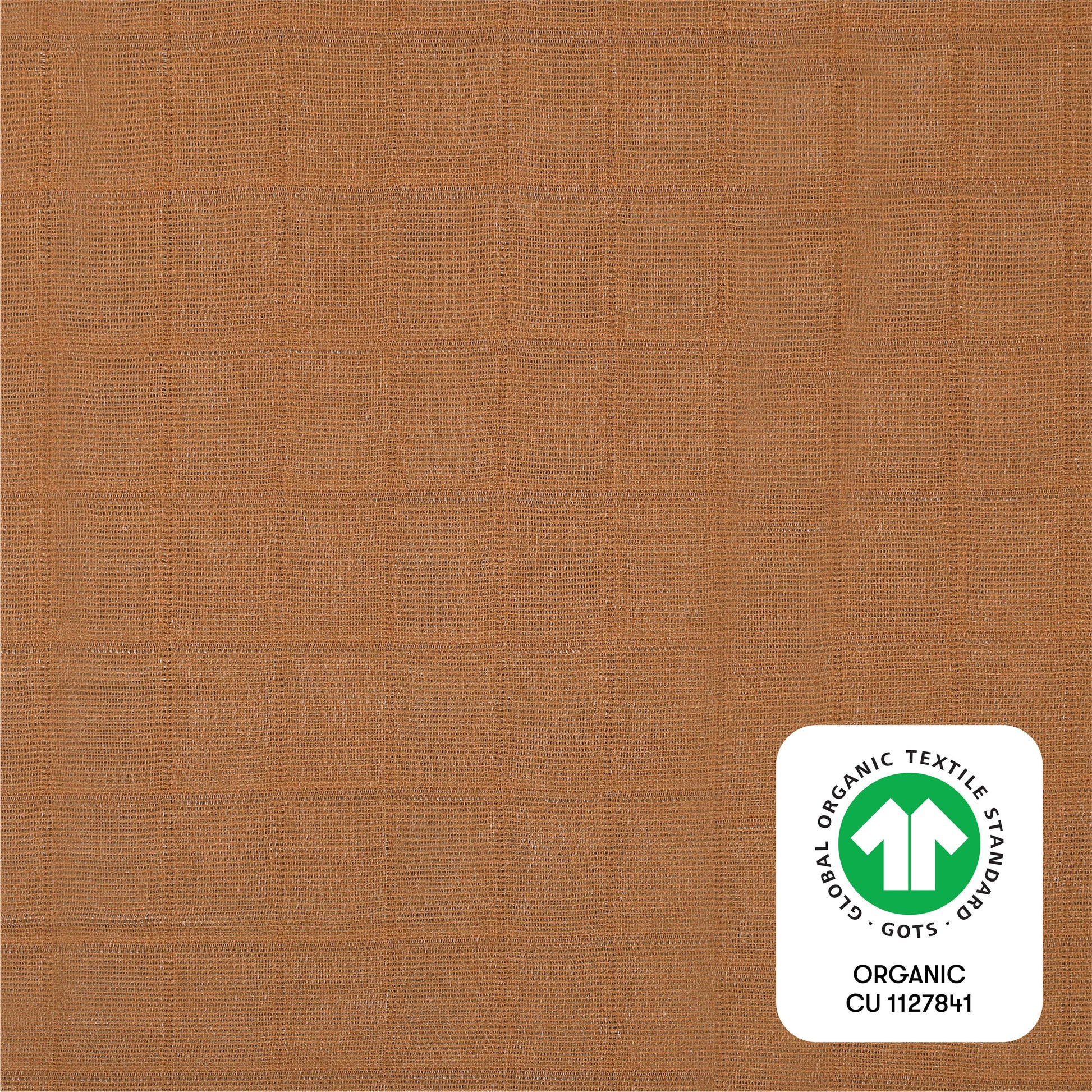 T29536BTS,Burnt Sienna Muslin Mini Crib Sheet in GOTS Certified Organic Cotton