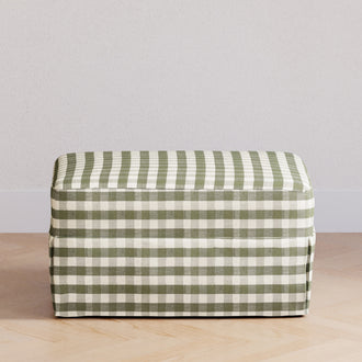 M21785GGH,Namesake,Crawford Gliding Ottoman in Moss Green Gingham