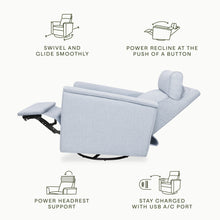 M17186PCET,Namesake,Willa Plus Power Glider Recliner w/ Power Headrest in Performance Blue Chambray Eco-Twill