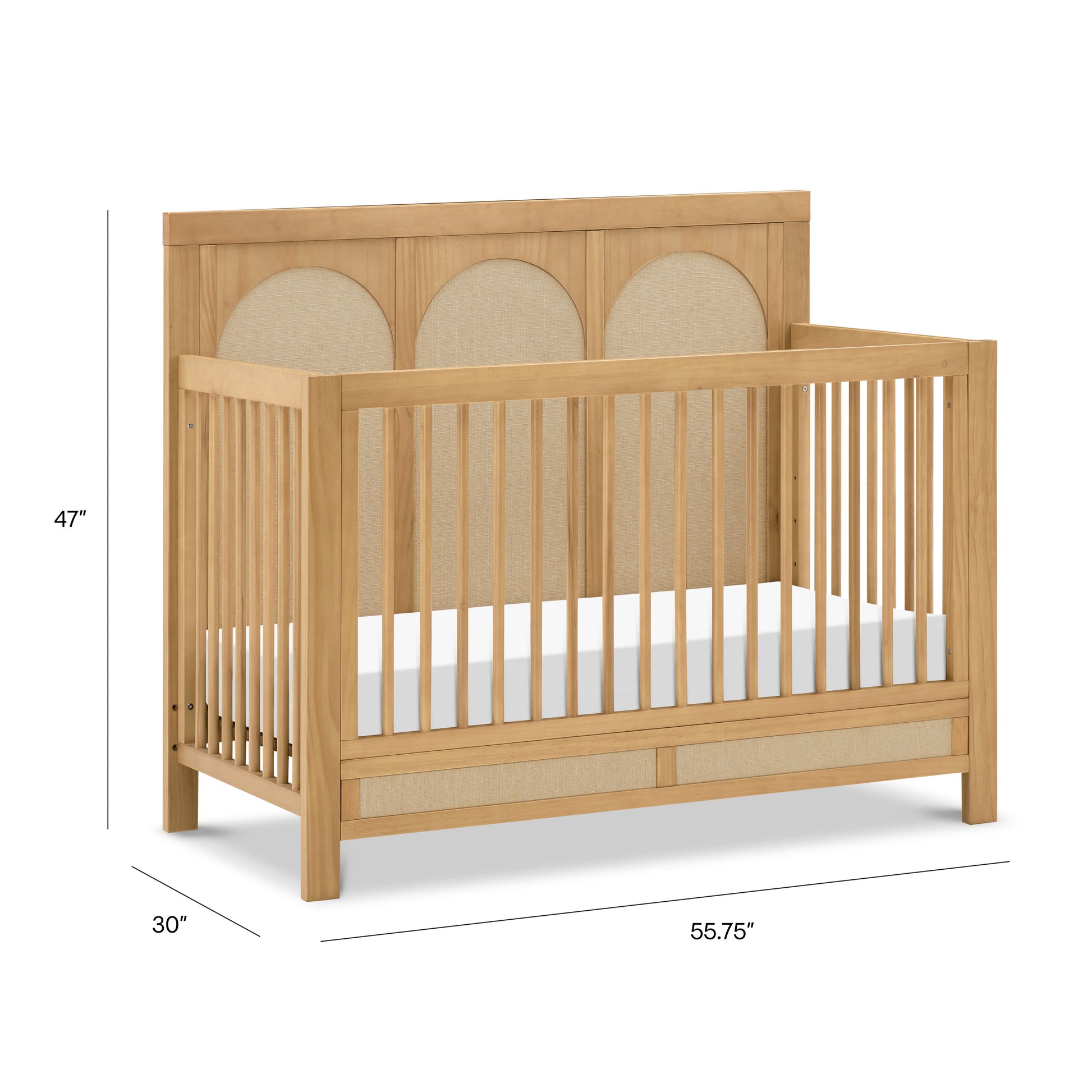 M24801HYPSEW,Namesake,Eloise 4-in-1 Convertible Crib in Honey & Performance Sand Eco-Weave