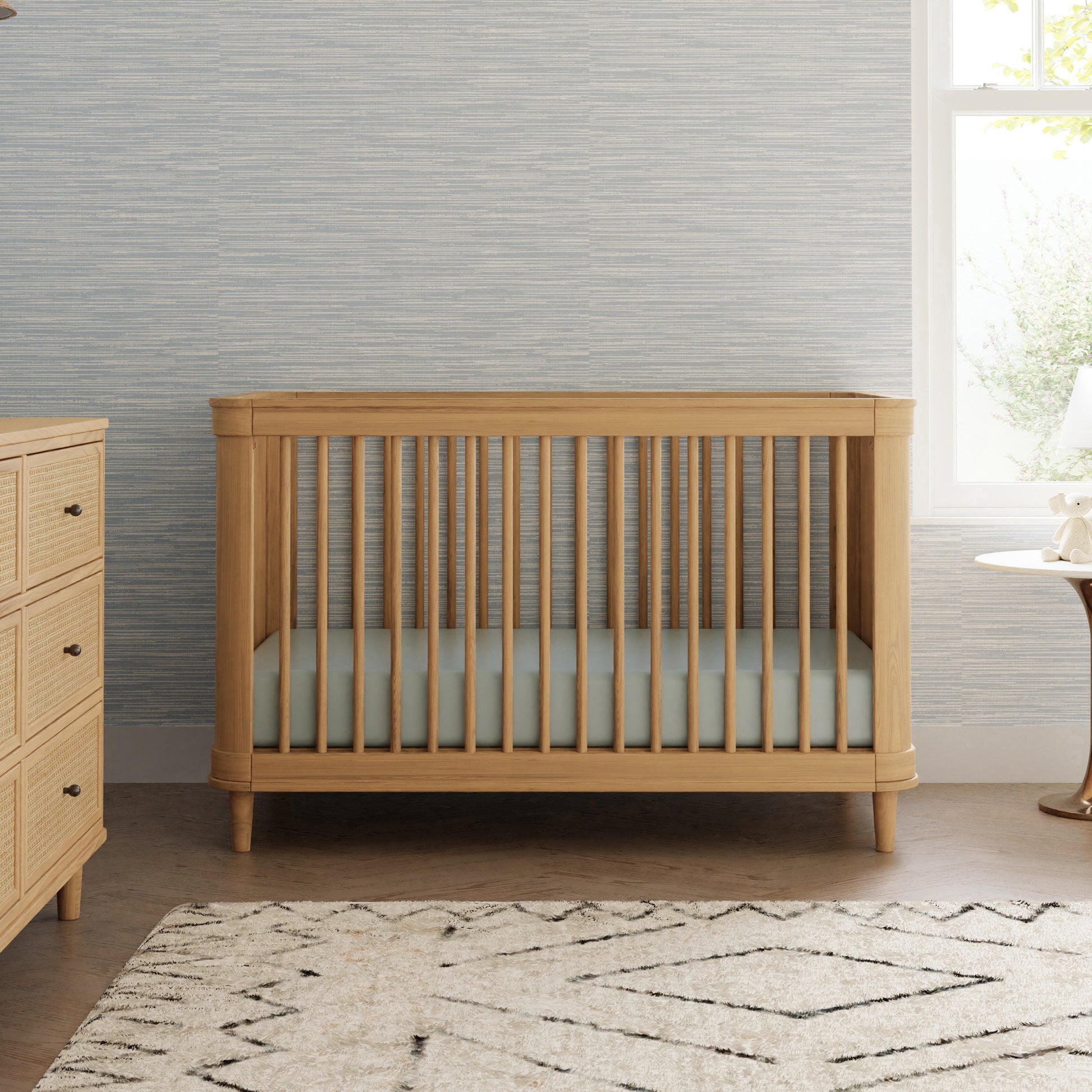 M23701HYHC,Namesake,Marin with Cane 3-in-1 Convertible Crib in Honey and Honey Cane