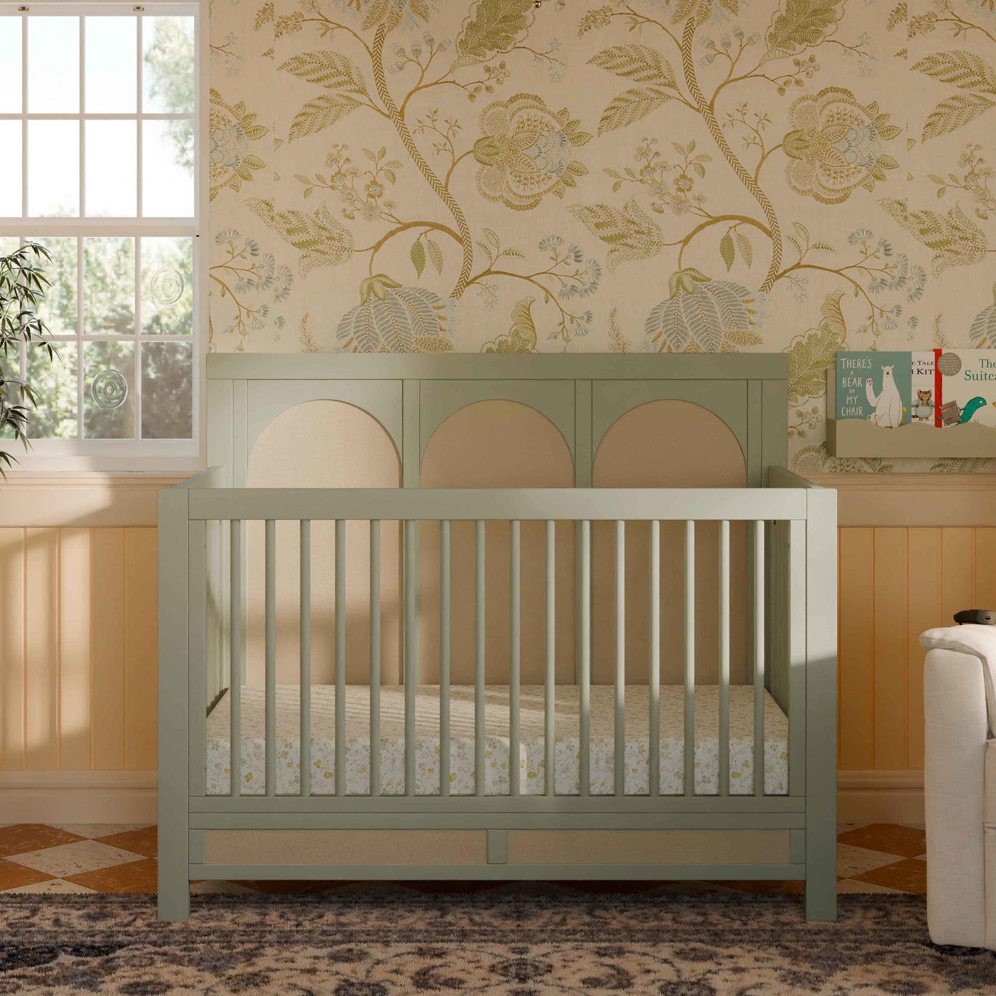 M24801FSPSEW,Namesake,Eloise 4-in-1 Convertible Crib in French Sage and Performance Sand Eco-Weave