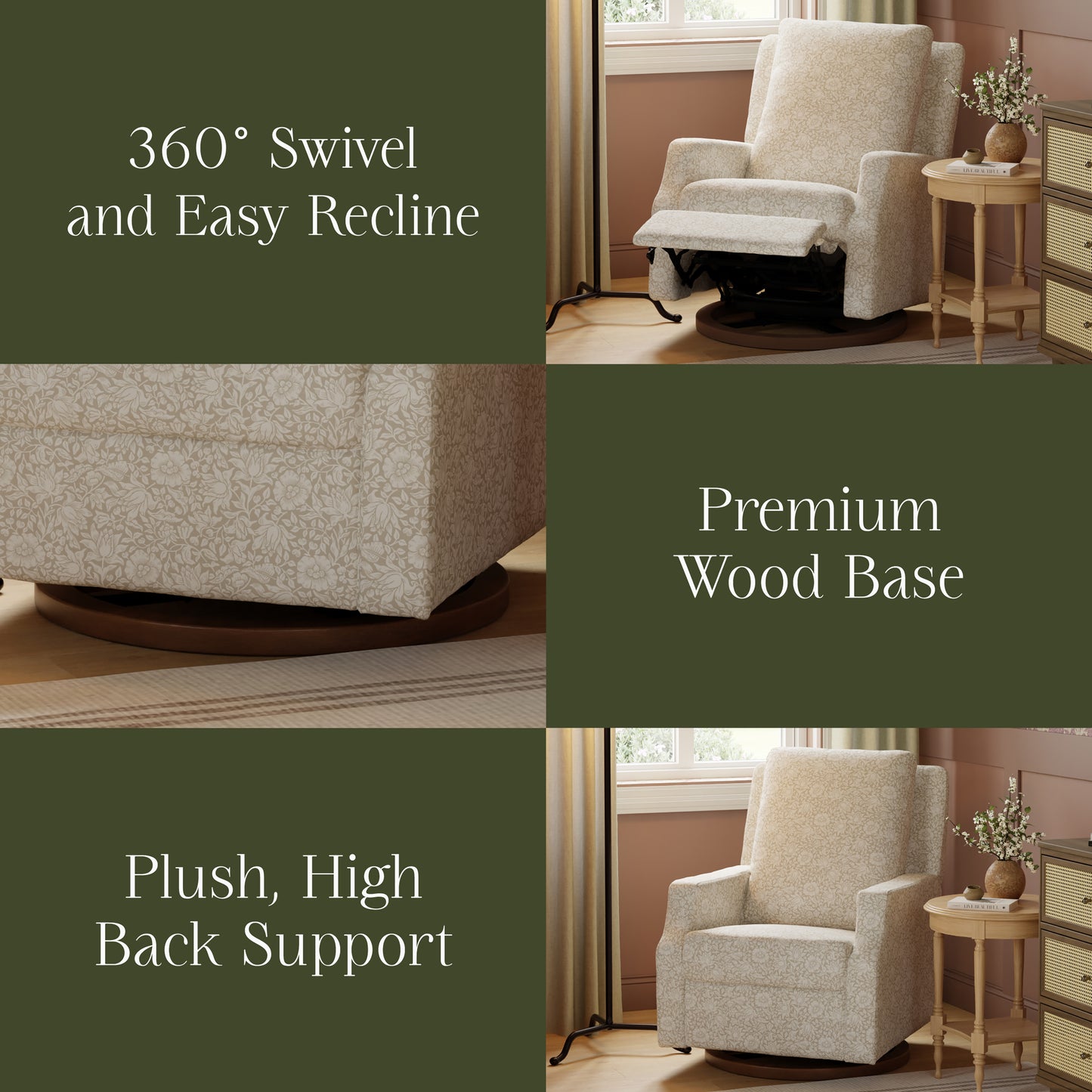 M22287MADB,Namesake,Crewe Recliner and Swivel Glider in Mallow in Ash w/Dark Wood Base