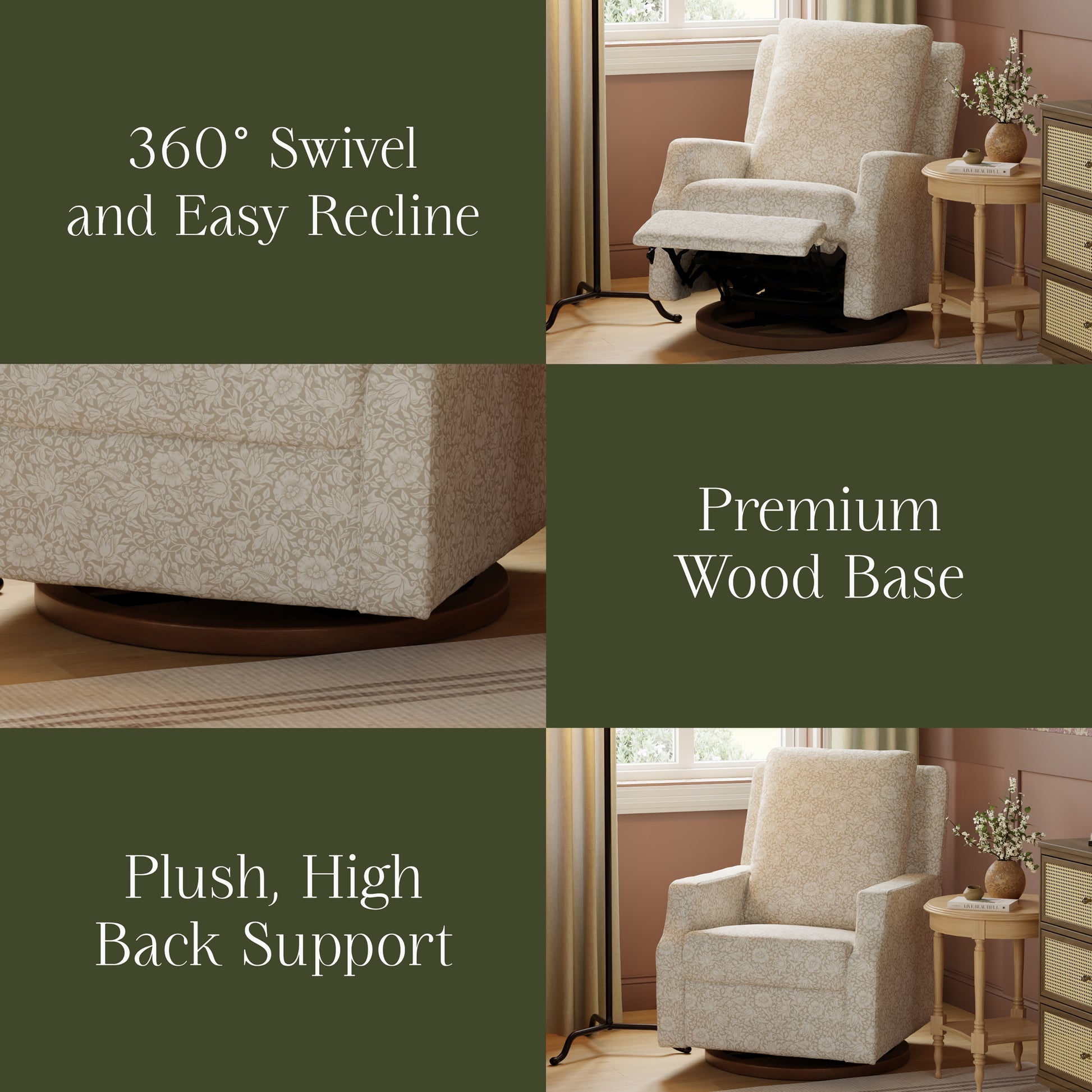 M22287MADB,Namesake,Crewe Recliner and Swivel Glider in Mallow in Ash w/Dark Wood Base