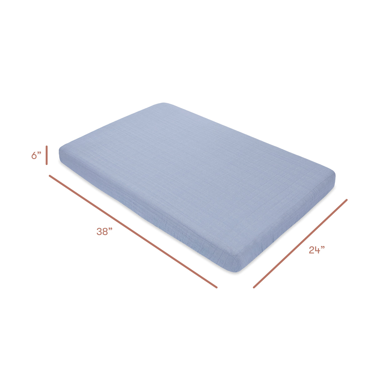 Mini Crib Sheet in GOTS Certified Organic Muslin Cotton - dimensions
