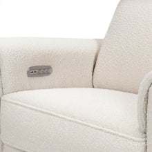 B17186WBLB,Monogram by Namesake,Willa Plus Power Glider Recliner w/ Power Headrest in Ivory Boucle with Light Wood Base