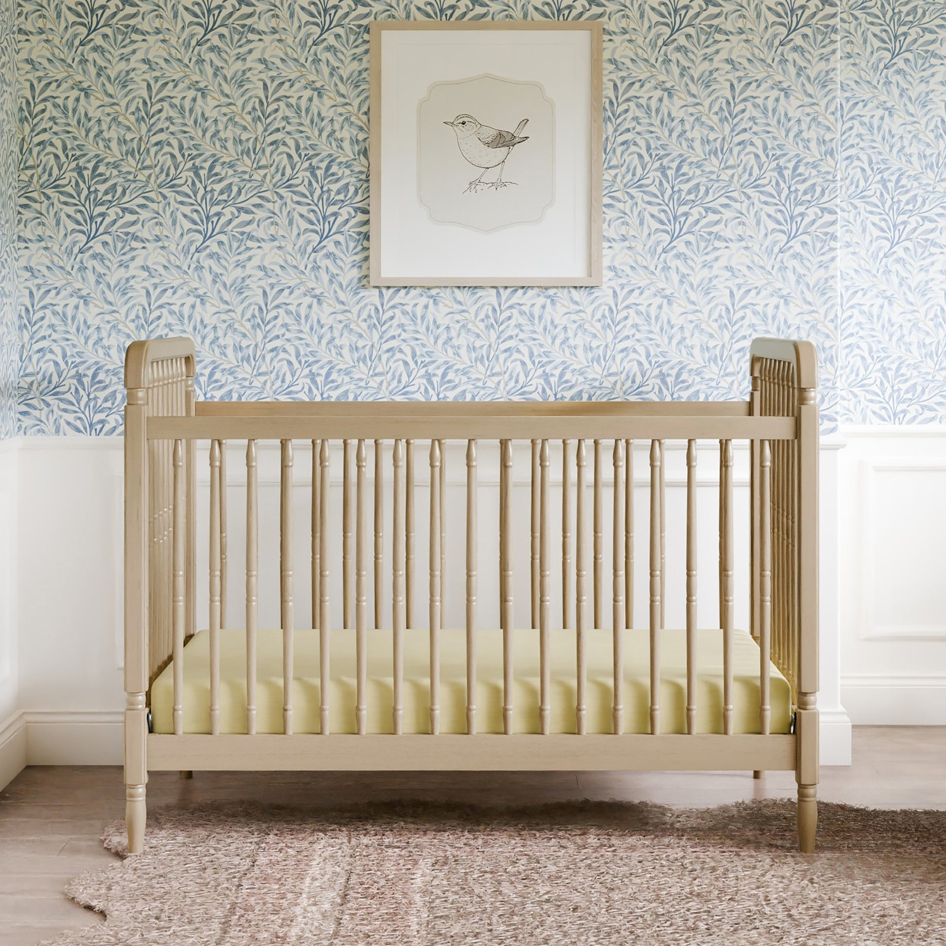 M7101WP,Namesake,Liberty 3-in-1 Convertible Spindle Crib w/Toddler Bed Conversion Kit in Washed Pine