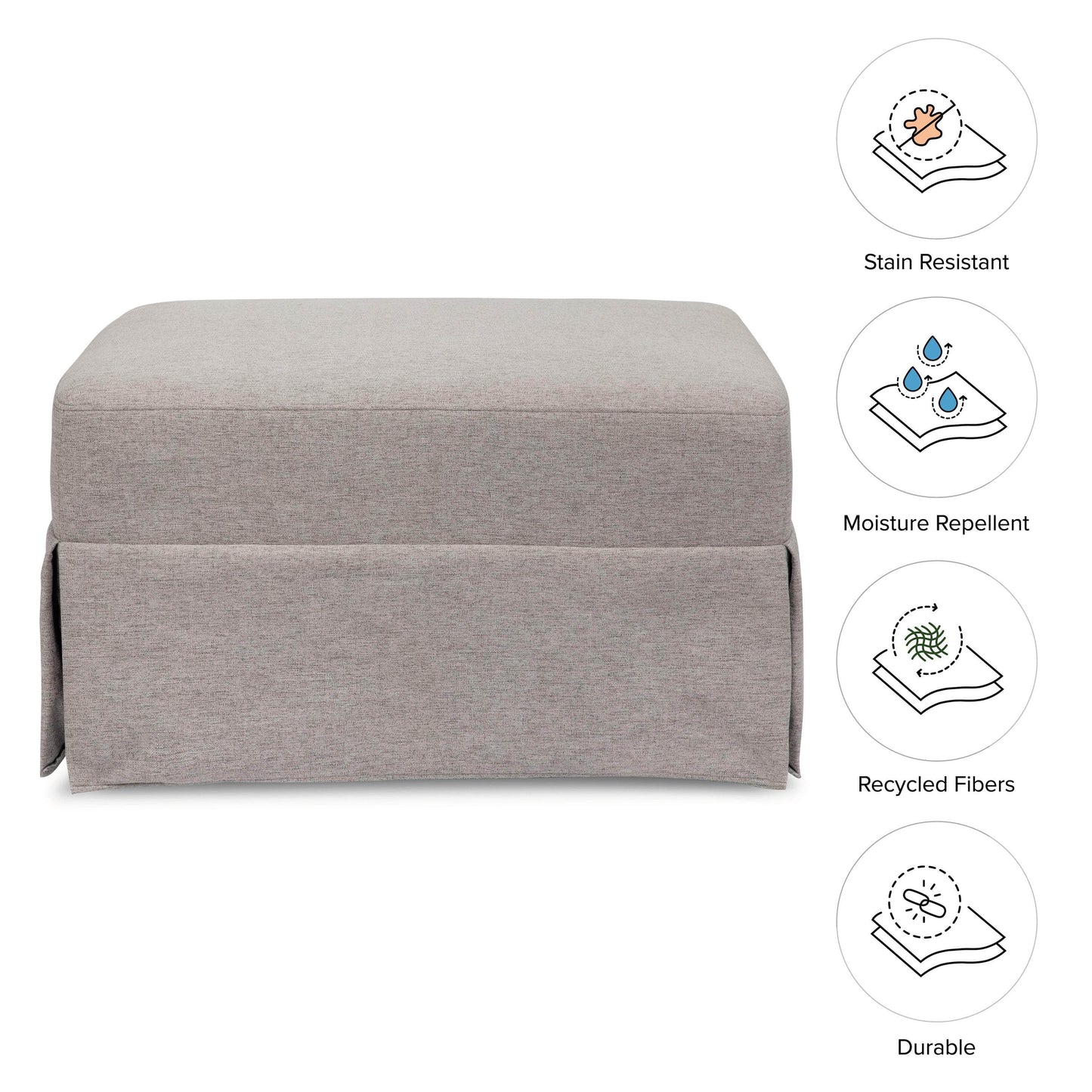 M21785PGEW,Crawford Gliding Ottoman in Performance Grey Eco-Weave