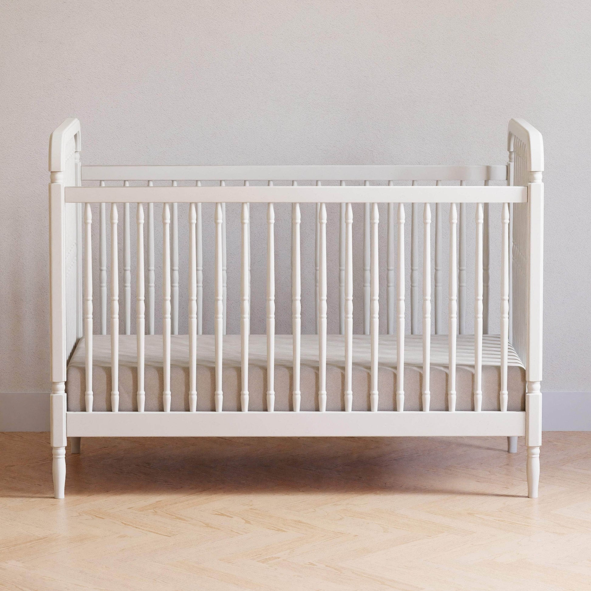 White Wood Baby Cot Bed and Baby Bed Cot Mattress Converts into a