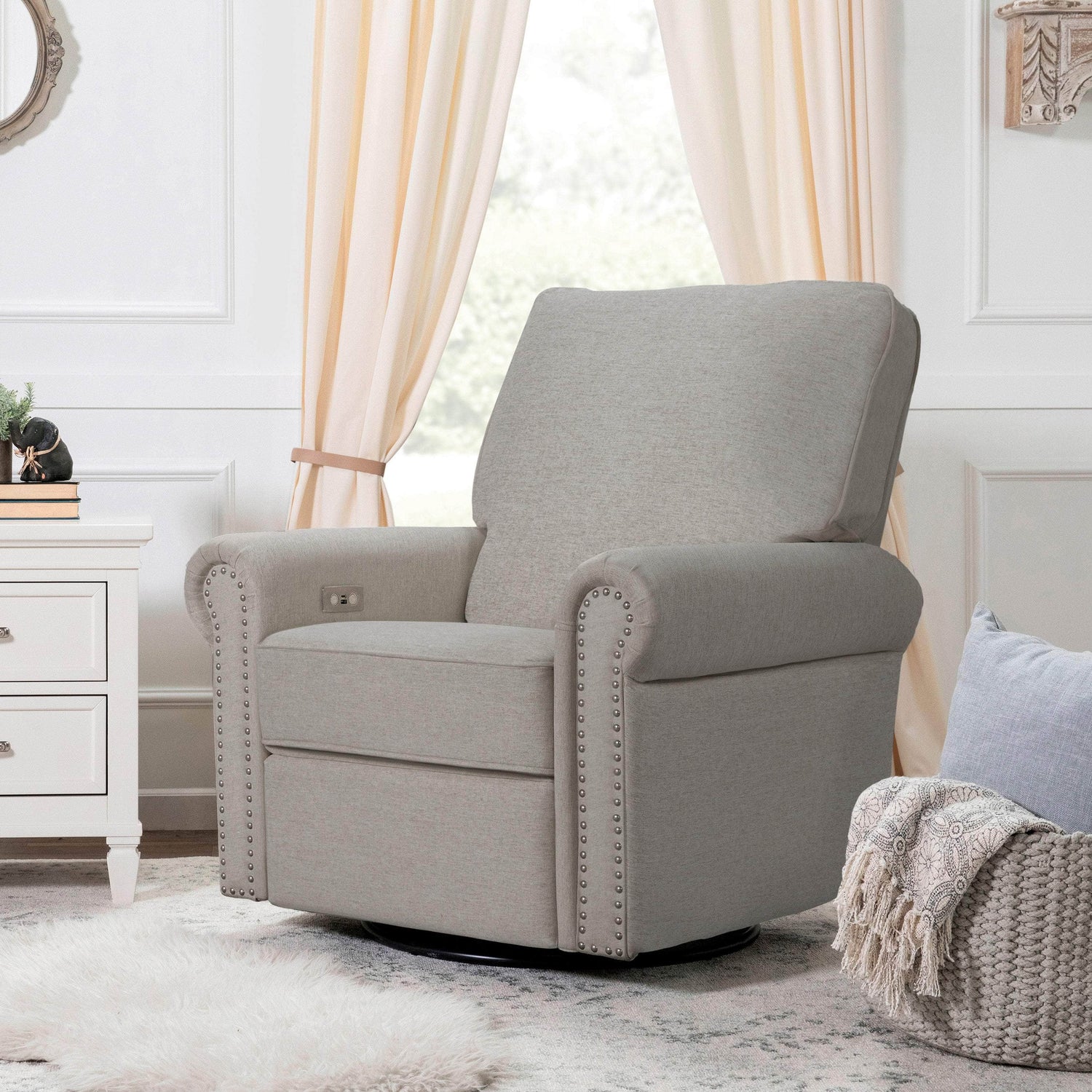 M19287PGEW,Linden Power Recliner in Performance Grey Eco-Weave